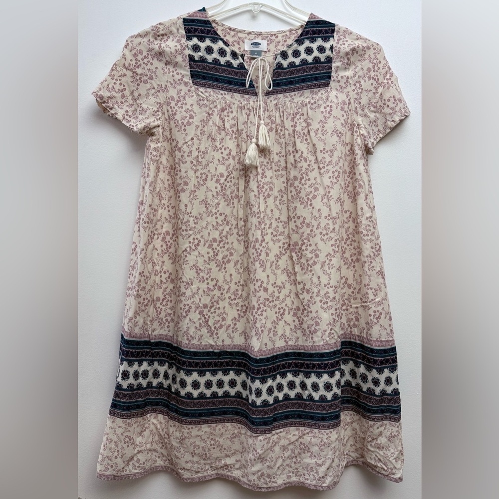 Old Navy Cream and Mauve Floral Midi Dress